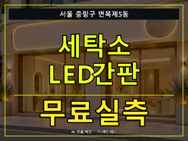서울 중랑구 면목제5동 세탁소 LED간판 무료실측 안내 썸네일 · AI 연출 배경
