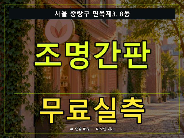 서울 중랑구 면목제3.8동 조명간판 무료실측 안내 썸네일 · AI 연출 배경
