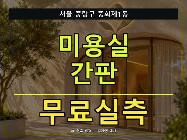 서울 중랑구 중화제1동 미용실 간판 무료실측 안내 썸네일 · AI 연출 배경