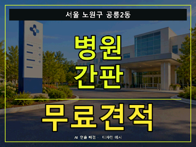 서울 노원구 공릉2동 병원 간판 무료견적 안내 썸네일 · AI 연출 배경