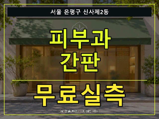 서울 은평구 신사제2동 피부과 간판 무료실측 안내 썸네일 · AI 연출 배경