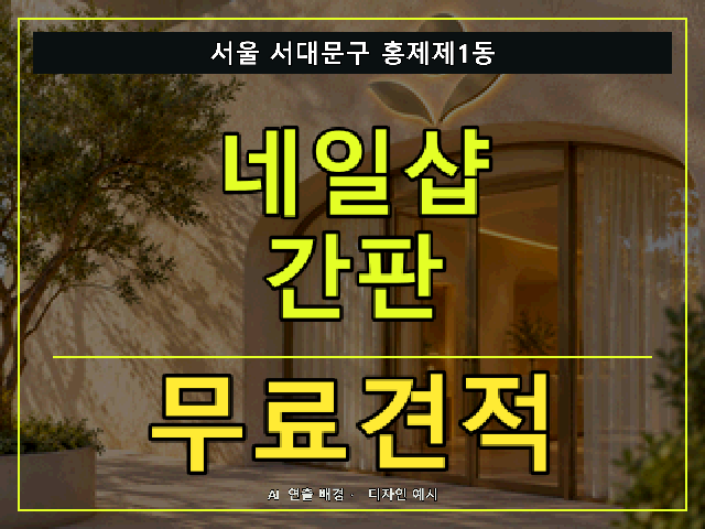 서울 서대문구 홍제제1동 네일샵 간판 무료견적 안내 썸네일 · AI 연출 배경