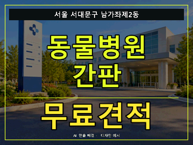 서울 서대문구 남가좌제2동 동물병원 간판 무료견적 안내 썸네일 · AI 연출 배경