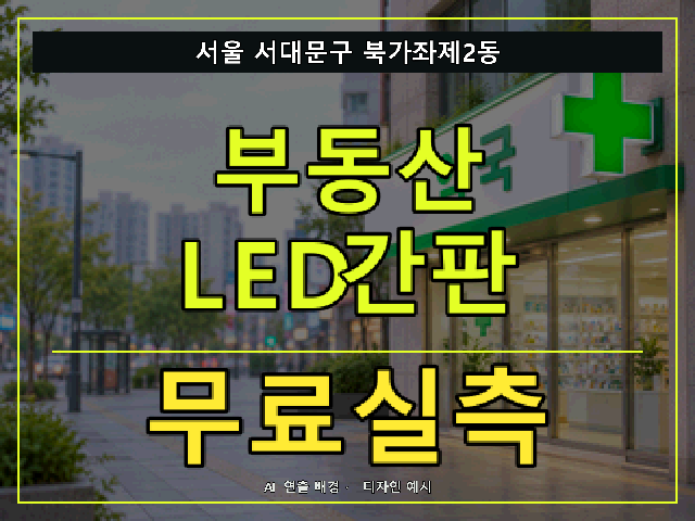 서울 서대문구 북가좌제2동 부동산 LED간판 무료실측 안내 썸네일 · AI 연출 배경
