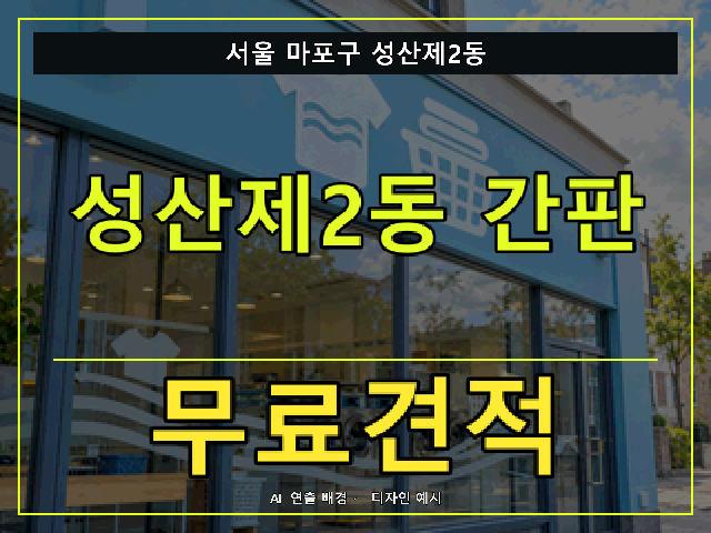 서울 마포구 성산제2동 간판 제작 무료견적 안내 썸네일 · AI 연출 배경