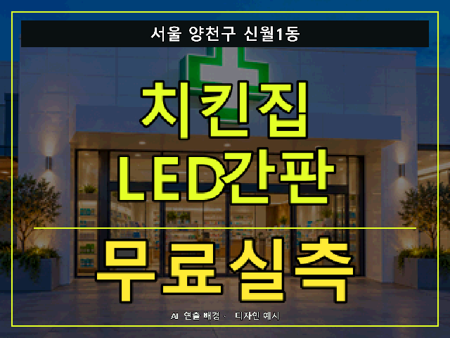 서울 양천구 신월1동 치킨집 LED간판 무료실측 안내 썸네일 · AI 연출 배경