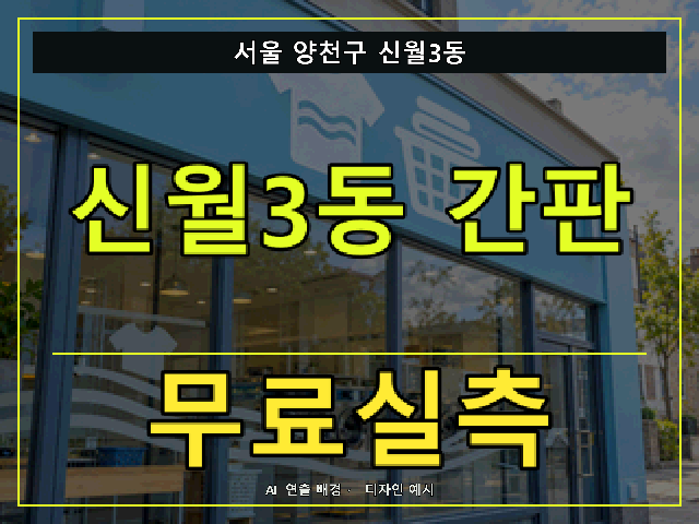 서울 양천구 신월3동 간판 제작 무료실측 안내 썸네일 · AI 연출 배경