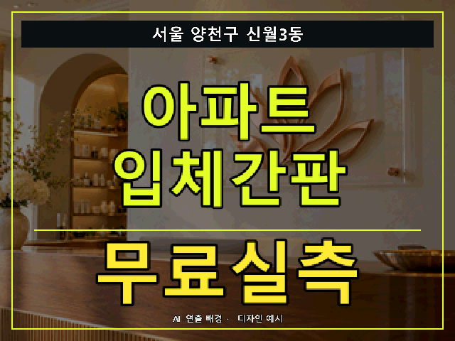 서울 양천구 신월3동 아파트 입체간판 무료실측 안내 썸네일 · AI 연출 배경