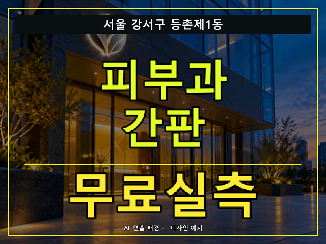 서울 강서구 등촌제1동 피부과 간판 무료실측 안내 썸네일 · AI 연출 배경