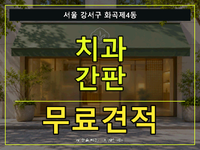 서울 강서구 화곡제4동 치과 간판 무료견적 안내 썸네일 · AI 연출 배경