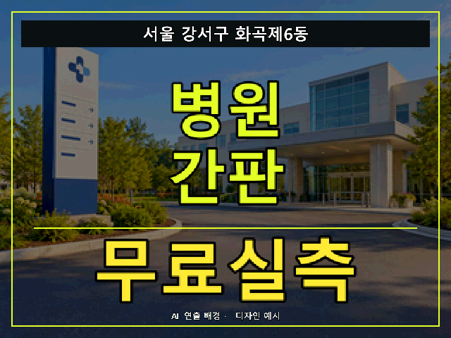 서울 강서구 화곡제6동 병원 간판 무료실측 안내 썸네일 · AI 연출 배경