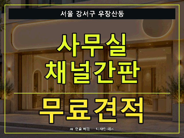 서울 강서구 우장산동 사무실 채널간판 무료견적 안내 썸네일 · AI 연출 배경