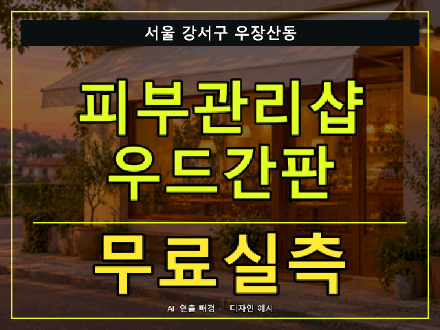서울 강서구 우장산동 피부관리샵 우드간판 무료실측 안내 썸네일 · AI 연출 배경