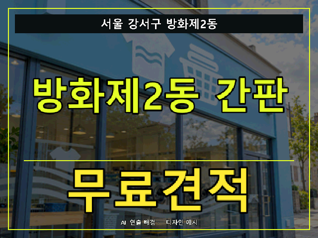서울 강서구 방화제2동 간판 제작 무료견적 안내 썸네일 · AI 연출 배경