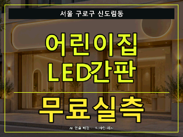 서울 구로구 신도림동 어린이집 LED간판 무료실측 안내 썸네일 · AI 연출 배경