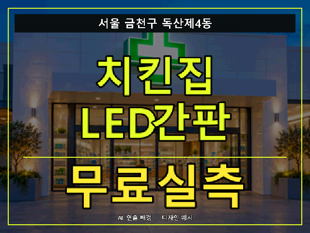 서울 금천구 독산제4동 치킨집 LED간판 무료실측 안내 썸네일 · AI 연출 배경