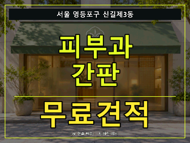 서울 영등포구 신길제3동 피부과 간판 무료견적 안내 썸네일 · AI 연출 배경