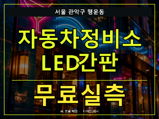 서울 관악구 행운동 자동차정비소 LED간판 무료실측 안내 썸네일 · AI 연출 배경