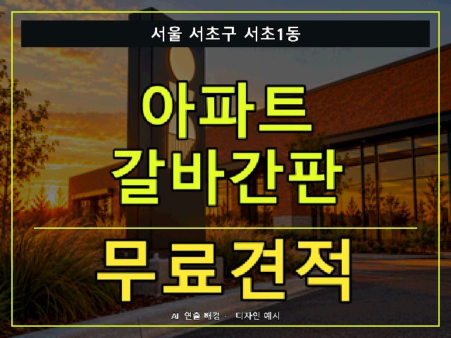 서울 서초구 서초1동 아파트 갈바간판 무료견적 안내 썸네일 · AI 연출 배경