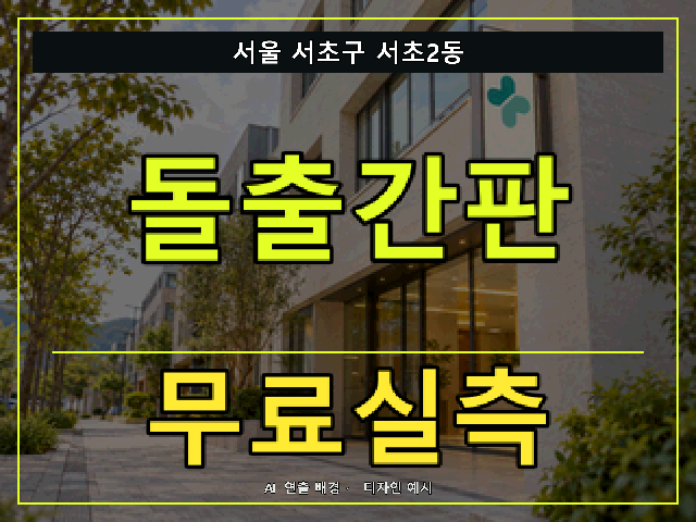 서울 서초구 서초2동 돌출간판 무료실측 안내 썸네일 · AI 연출 배경