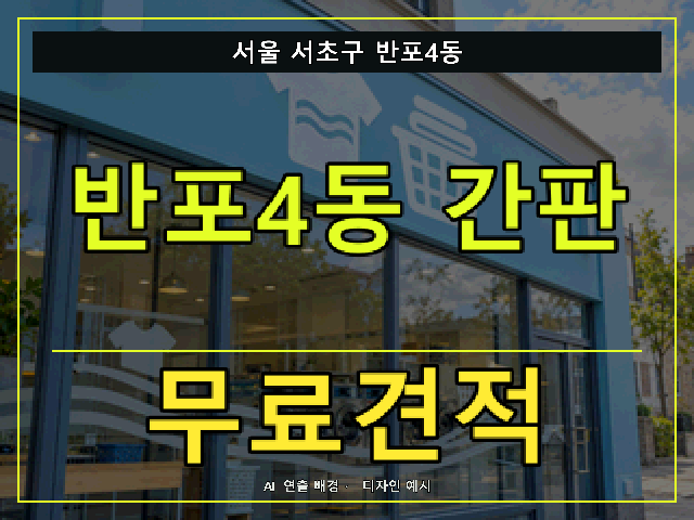 서울 서초구 반포4동 간판 제작 무료견적 안내 썸네일 · AI 연출 배경