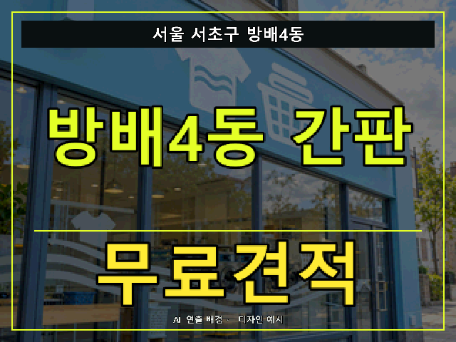 서울 서초구 방배4동 간판 제작 무료견적 안내 썸네일 · AI 연출 배경