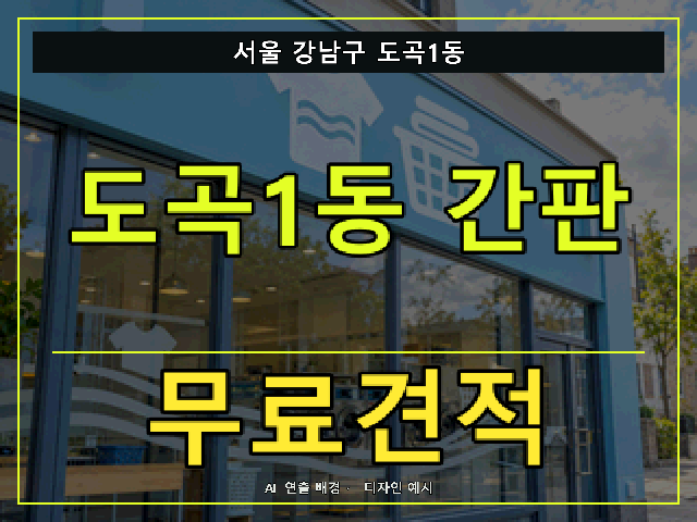서울 강남구 도곡1동 간판 제작 무료견적 안내 썸네일 · AI 연출 배경