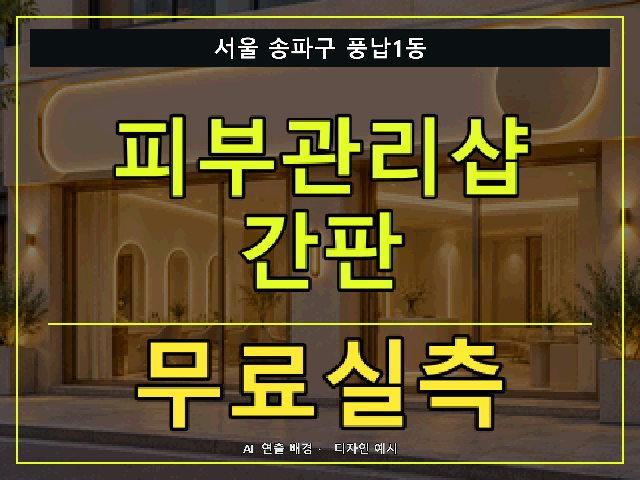 서울 송파구 풍납1동 피부관리샵 간판 무료실측 안내 썸네일 · AI 연출 배경