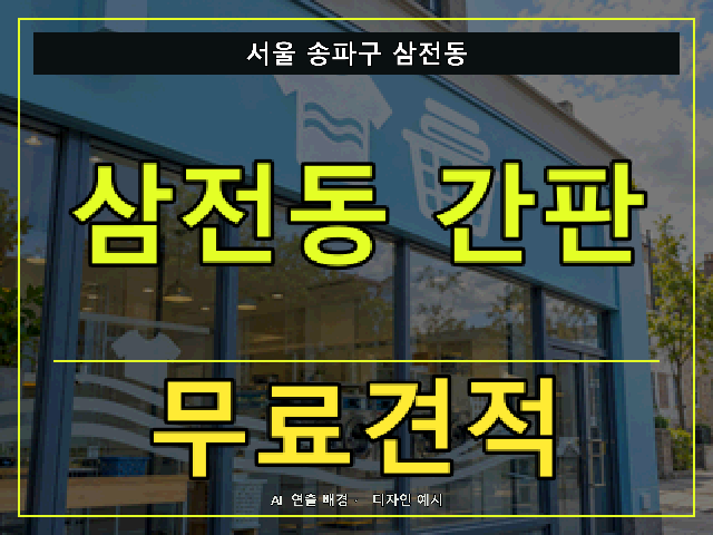 서울 송파구 삼전동 간판 제작 무료견적 안내 썸네일 · AI 연출 배경