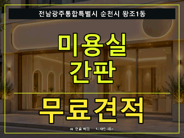 전남광주통합특별시 순천시 왕조1동 미용실 간판 무료견적 안내 썸네일 · AI 연출 배경