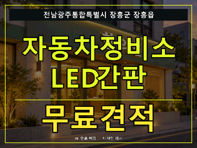전남광주통합특별시 장흥군 장흥읍 자동차정비소 LED간판 무료견적 안내 썸네일 · AI 연출 배경