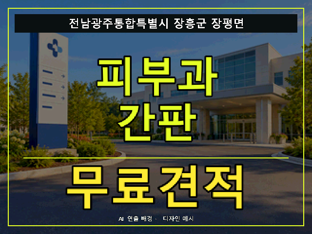 전남광주통합특별시 장흥군 장평면 피부과 간판 무료견적 안내 썸네일 · AI 연출 배경