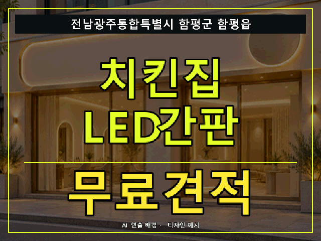 전남광주통합특별시 함평군 함평읍 치킨집 LED간판 무료견적 안내 썸네일 · AI 연출 배경