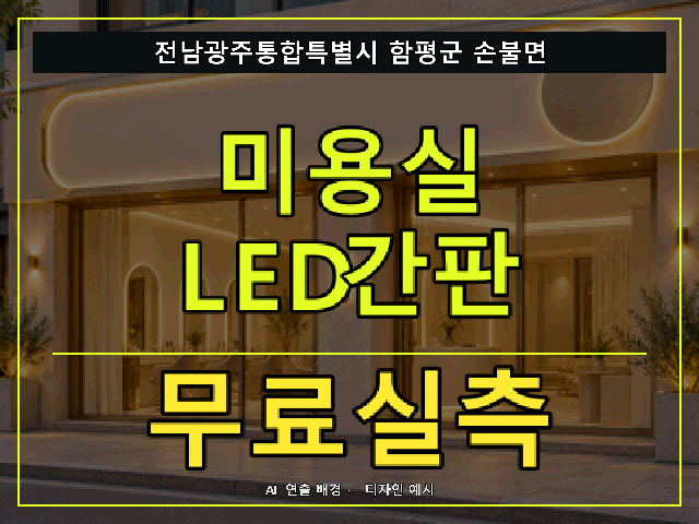 전남광주통합특별시 함평군 손불면 미용실 LED간판 무료실측 안내 썸네일 · AI 연출 배경