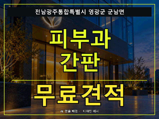 전남광주통합특별시 영광군 군남면 피부과 간판 무료견적 안내 썸네일 · AI 연출 배경