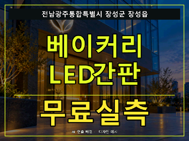 전남광주통합특별시 장성군 장성읍 베이커리 LED간판 무료실측 안내 썸네일 · AI 연출 배경