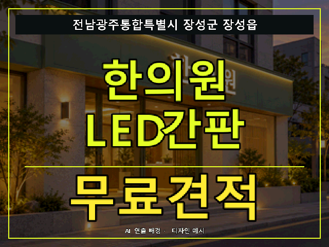 전남광주통합특별시 장성군 장성읍 한의원 LED간판 무료견적 안내 썸네일 · AI 연출 배경
