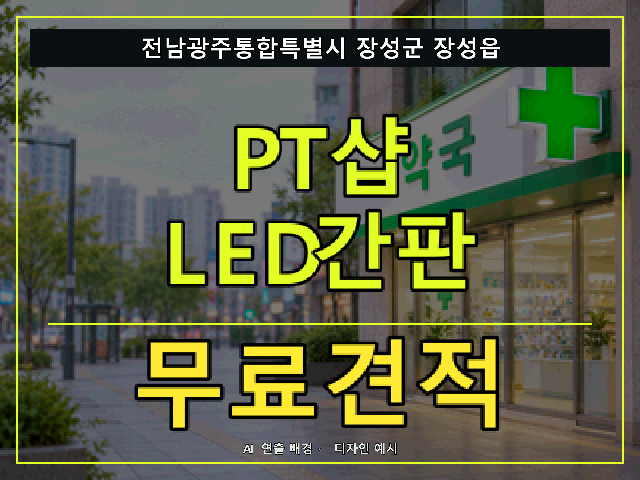 전남광주통합특별시 장성군 장성읍 PT샵 LED간판 무료견적 안내 썸네일 · AI 연출 배경