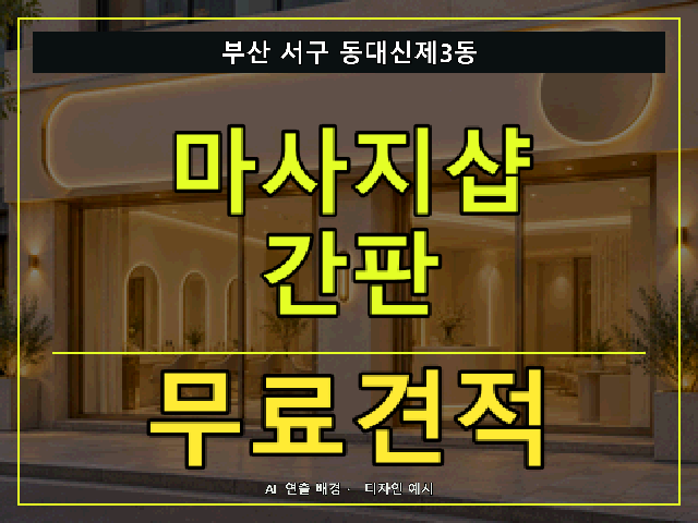 부산 서구 동대신제3동 마사지샵 간판 무료견적 안내 썸네일 · AI 연출 배경