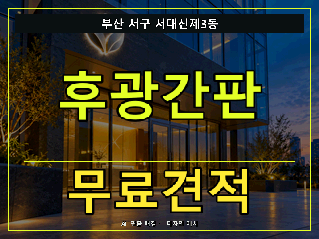 부산 서구 서대신제3동 후광간판 무료견적 안내 썸네일 · AI 연출 배경