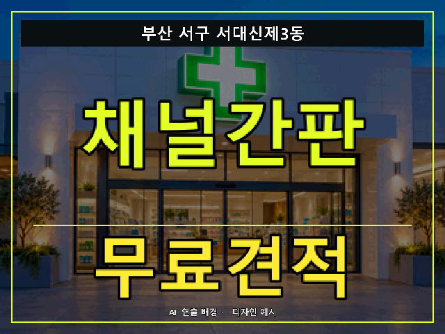 부산 서구 서대신제3동 채널간판 무료견적 안내 썸네일 · AI 연출 배경