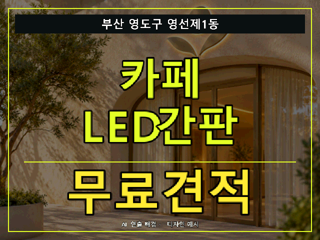 부산 영도구 영선제1동 카페 LED간판 무료견적 안내 썸네일 · AI 연출 배경