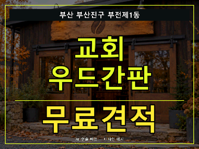 부산 부산진구 부전제1동 교회 우드간판 무료견적 안내 썸네일 · AI 연출 배경