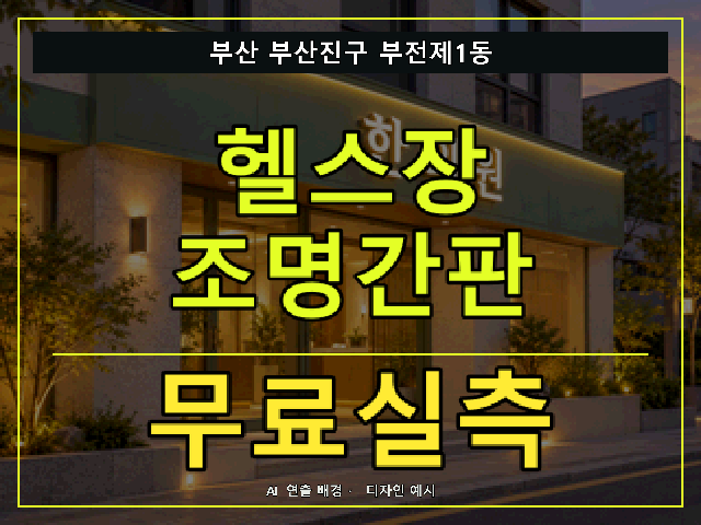 부산 부산진구 부전제1동 헬스장 조명간판 무료실측 안내 썸네일 · AI 연출 배경