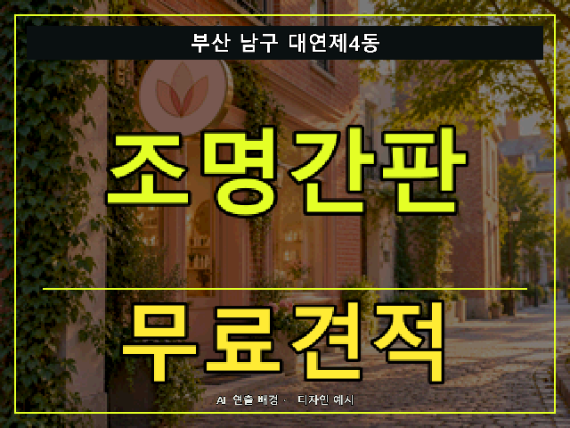 부산 남구 대연제4동 조명간판 무료견적 안내 썸네일 · AI 연출 배경