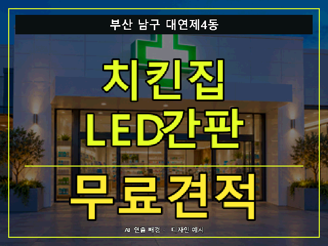 부산 남구 대연제4동 치킨집 LED간판 무료견적 안내 썸네일 · AI 연출 배경