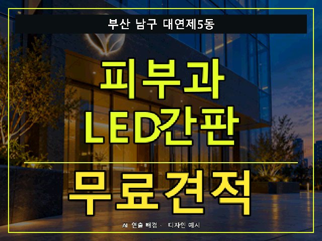 부산 남구 대연제5동 피부과 LED간판 무료견적 안내 썸네일 · AI 연출 배경