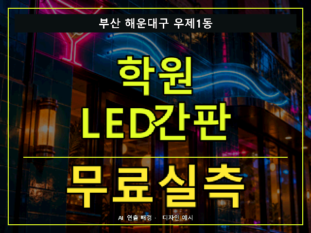 부산 해운대구 우제1동 학원 LED간판 무료실측 안내 썸네일 · AI 연출 배경