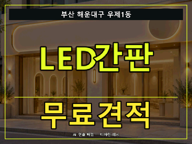 부산 해운대구 우제1동 LED간판 무료견적 안내 썸네일 · AI 연출 배경