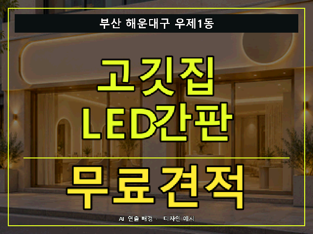 부산 해운대구 우제1동 고깃집 LED간판 무료견적 안내 썸네일 · AI 연출 배경